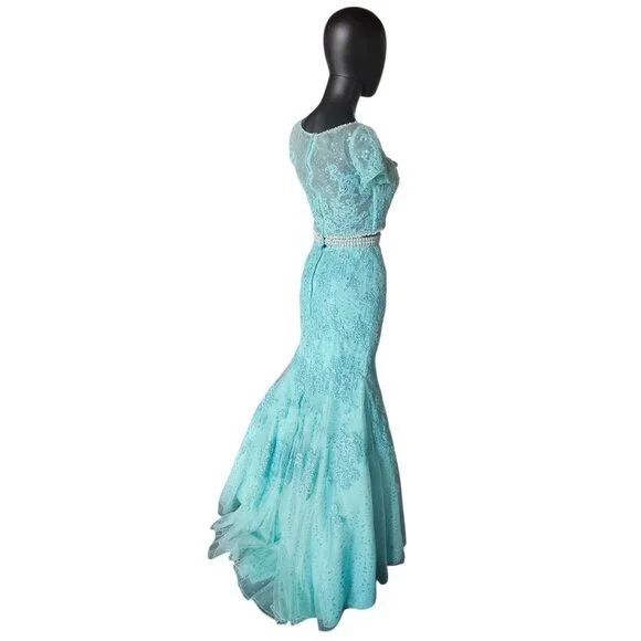 NWOT - 2 Piece Turquoise Fit/Flare Prom/Party Dress - Mori Lee - Picture 6 of 9